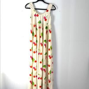 SWF cherry print scoop neck sleeveless maxi tank dress sz S